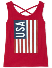 Baby And Toddler Girls Americana Mix And Match USA Cross Back Tank Top