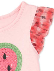 Baby And Toddler Girls Sequin Watermelon Ruffle Top
