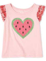 Baby And Toddler Girls Sequin Watermelon Ruffle Top