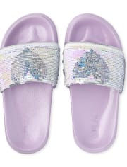 Girls Flip Sequin Heart Slides