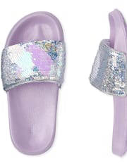 Girls Flip Sequin Heart Slides