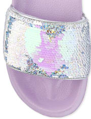 Girls Flip Sequin Heart Slides