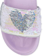 Girls Flip Sequin Heart Slides