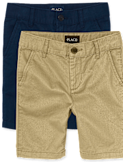 Shorts chinos elásticos de uniforme para niños, paquete de 2