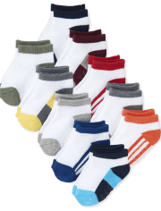 Calcetines tobilleros atléticos Colorblock para niños pequeños, paquete de 10