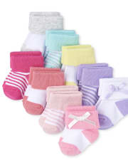Baby Girls Striped Turn Cuff Socks 9-Pack