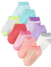 Calcetines tobilleros para niñas pequeñas, paquete de 10