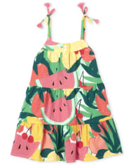 Baby And Toddler Girls Mommy And Me Fruit Matching Tiered Dress