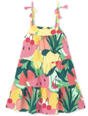 Baby And Toddler Girls Mommy And Me Fruit Matching Tiered Dress