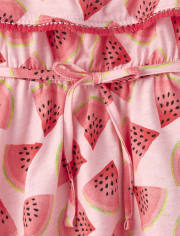 Vestido con hombros descubiertos y volante de sandía para bebés y niñas pequeñas