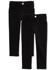 Toddler Girls Uniform Ponte Knit Pull On Jeggings 2-Pack