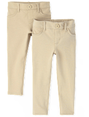 Toddler Girls Uniform Ponte Knit Pull On Jeggings 2-Pack