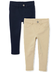 Paquete de 2 jeggings Ponte de uniforme para niñas pequeñas