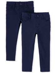 Toddler Girls Uniform Ponte Knit Pull On Jeggings 2-Pack