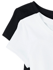 Camiseta básica con capas de uniforme para bebés y niñas pequeñas, paquete de 2