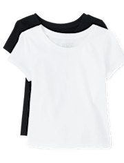 Lot de 2 t-shirts superposés uniformes pour bébé et toute-petite fille