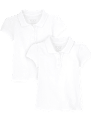 Polo de piqué con volantes de uniforme para niñas pequeñas, paquete de 2