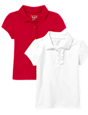 Lot de 2 polos uniformes en piqué à volants pour toute-petite fille