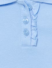 Polo de piqué con volantes de uniforme para niñas pequeñas, paquete de 2
