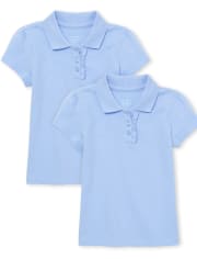 Toddler Girls Uniform Ruffle Pique Polo 2-Pack