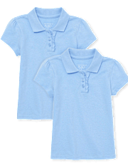 Polo de piqué con volantes de uniforme para niñas pequeñas, paquete de 2