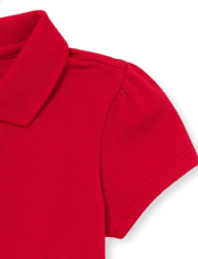 Polo de piqué con volantes de uniforme para niñas pequeñas, paquete de 2