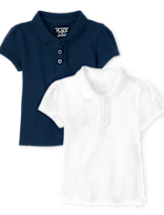 Lot de 2 polos uniformes en piqué à volants pour toute-petite fille