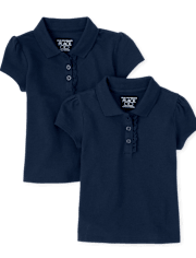Lot de 2 polos uniformes en piqué à volants pour toute-petite fille