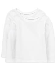 Lot de 2 t-shirts superposés basiques pour bébé et toute-petite fille