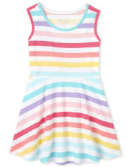 Baby And Toddler Girls Rainbow Striped Tank Dress