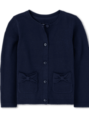 Cardigan à nœud uniforme pour toute-petite fille