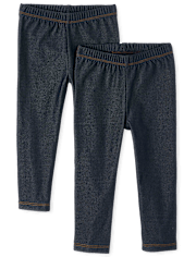 Toddler Girls Faux Denim Leggings 2-Pack