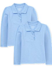 Toddler Girls Uniform Ruffle Pique Polo 2-Pack