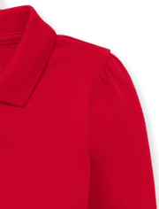 Toddler Girls Uniform Ruffle Soft Stretch Pique Polo 2-Pack