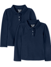 Lot de 2 polos uniformes en piqué à volants pour bébé et toute-petite fille