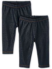 Toddler Girls Faux Denim Capri Leggings 2-Pack