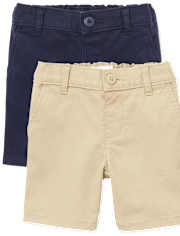 Toddler Girls Uniform Stretch Chino Shorts 2-Pack