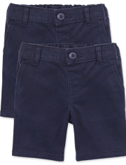Shorts chinos de uniforme para niñas pequeñas, paquete de 2