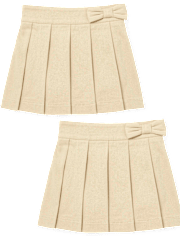 Lot de 2 jupes-shorts plissées à nœud d'uniforme pour petites filles