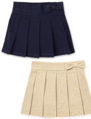 Falda pantalón plisada de uniforme para niñas pequeñas, paquete de 2