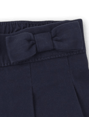 Toddler Girls Uniform Bow Stretch Pleated Skort 2-Pack