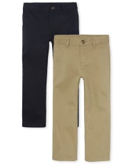 Boys Uniform Straight Chino Pants 2-Pack