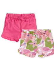Baby Girls Flamingo Ruffle Shorts 2-Pack