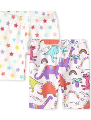 Toddler Girls Mix And Match Print Bike Shorts 2-Pack