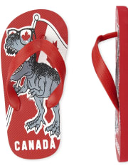 Tongs Dino de la fête du Canada pour garçons