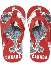 Tongs Dino de la fête du Canada pour garçons