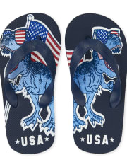 Boys Americana Dino Flip Flops
