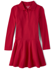 Girls Uniform Long Sleeve Pique Polo Dress