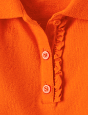 Girls Uniform Ruffle Soft Stretch Pique Polo