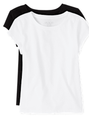 Camiseta básica con capas de uniforme para niñas, paquete de 2